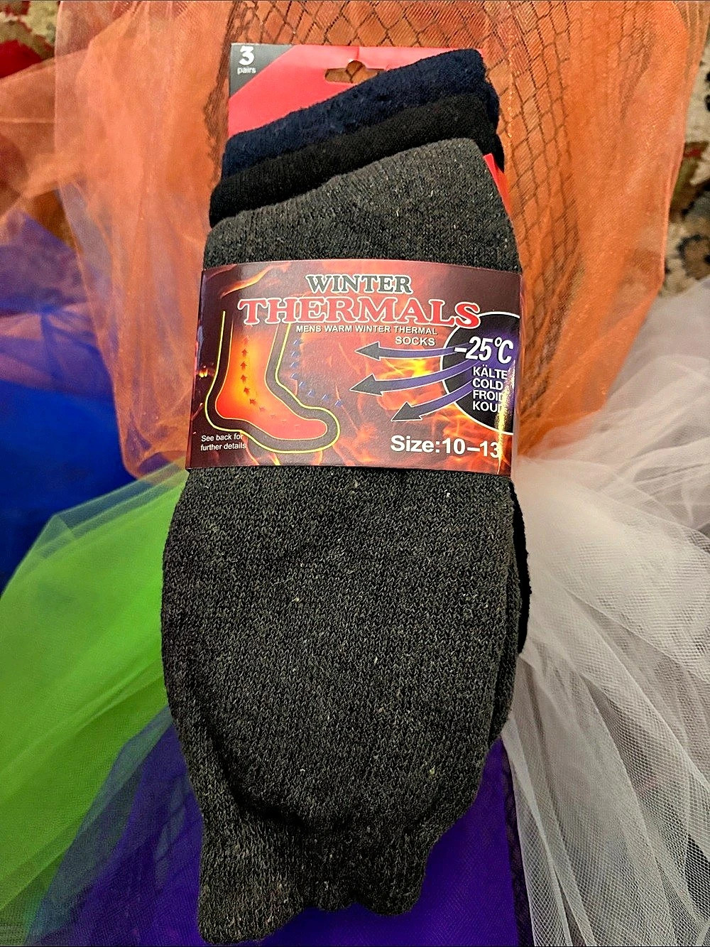 Winter Thermals 3-Pack Thermal Socks in Black NWT